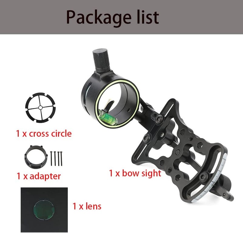 SHARROW Archery Compound Bow Sight Aluminum Alloy 0.019" Fiber Optic 1/2 Pin Bow Sight Micro-Adjustable Aim Sight Toolless Quickset with Sight Light Compound Bow Accessory - Image 5